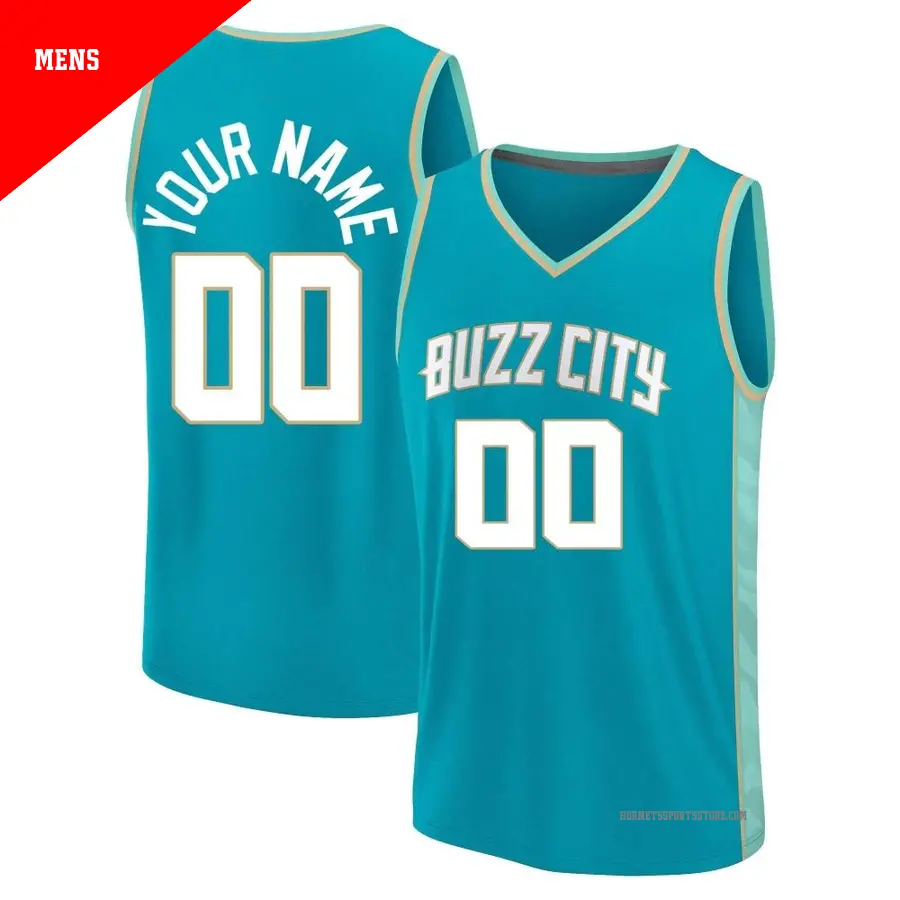 ＃00 Men's Custom Charlotte Hornets 2023/24 Fast Break Teal City Edition Jersey