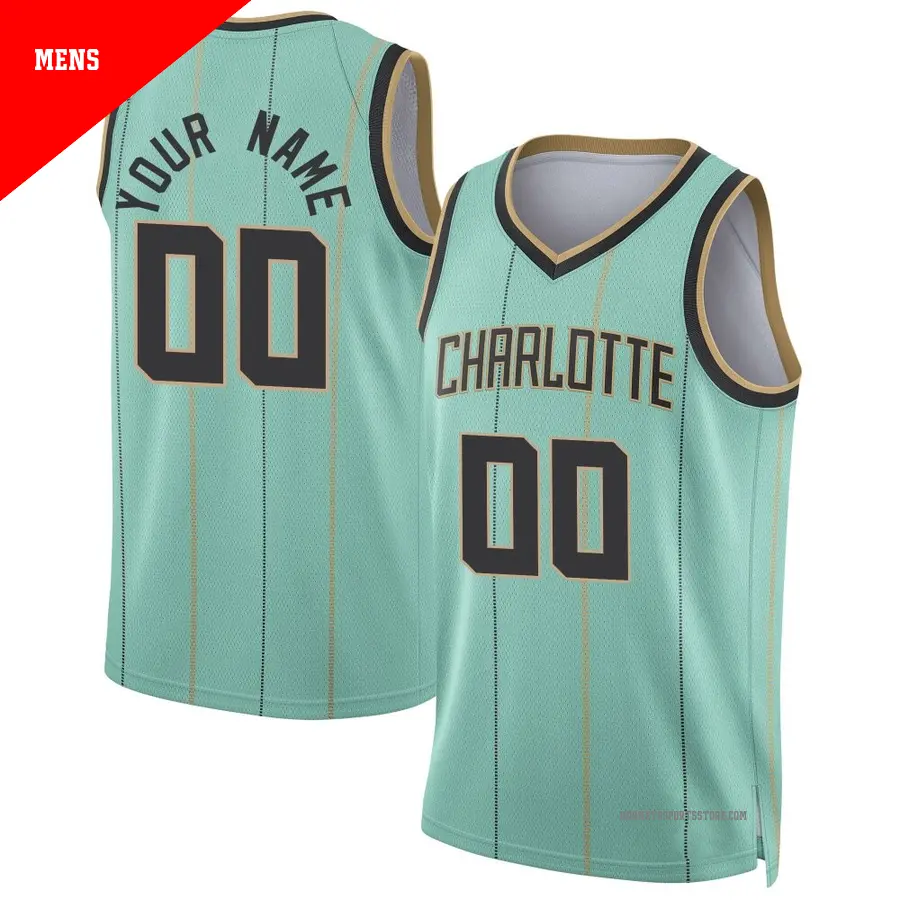 ＃00 Men's Custom Charlotte Hornets 2024/25 Swingman Mint City Edition Jersey