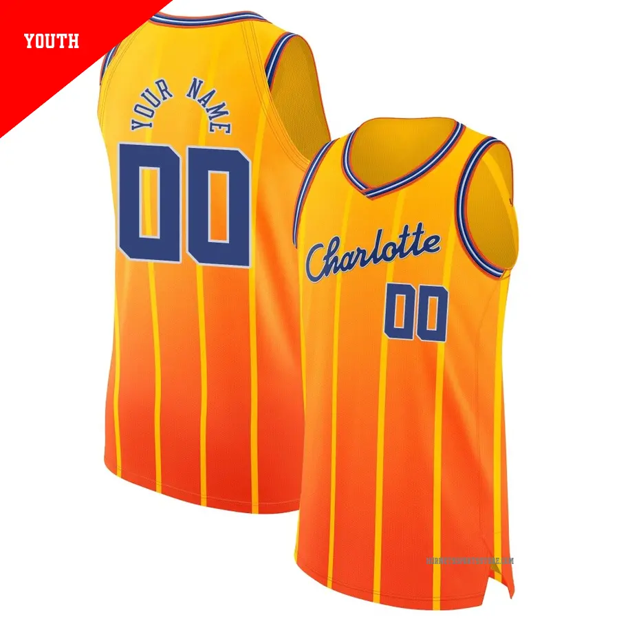 ＃00 Youth Custom Charlotte Hornets 2025/26 Authentic Orange City Edition Jersey