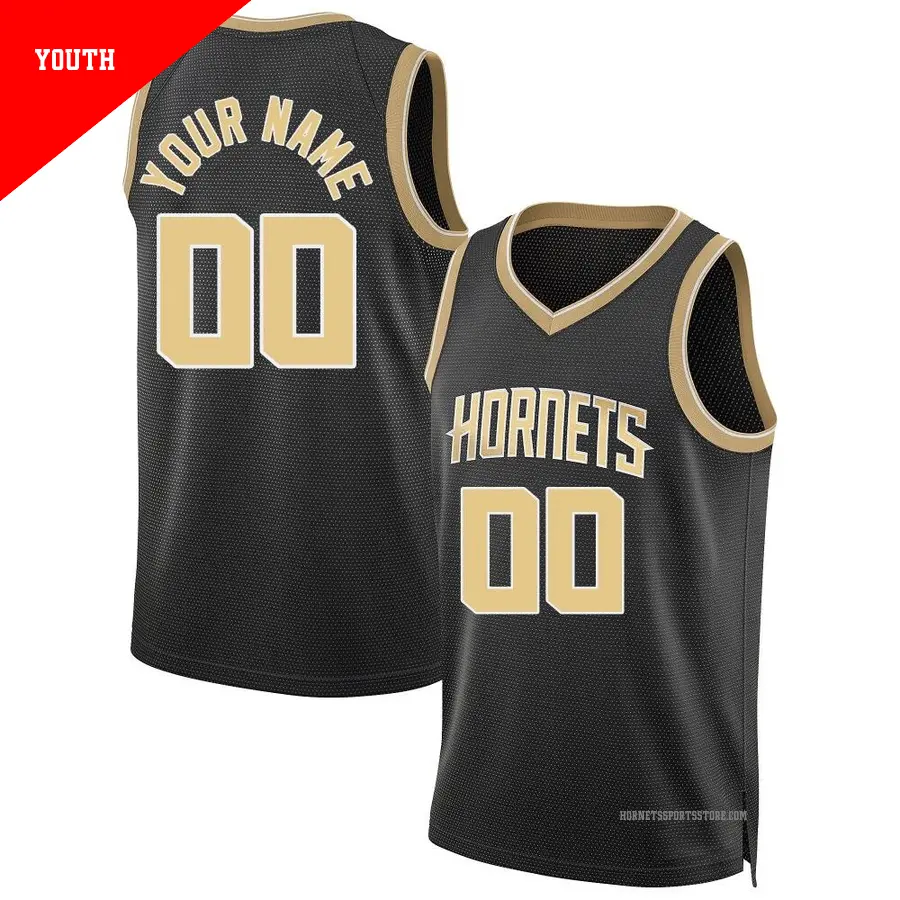 ＃00 Youth Custom Charlotte Hornets Black Swingman Select Series Jersey