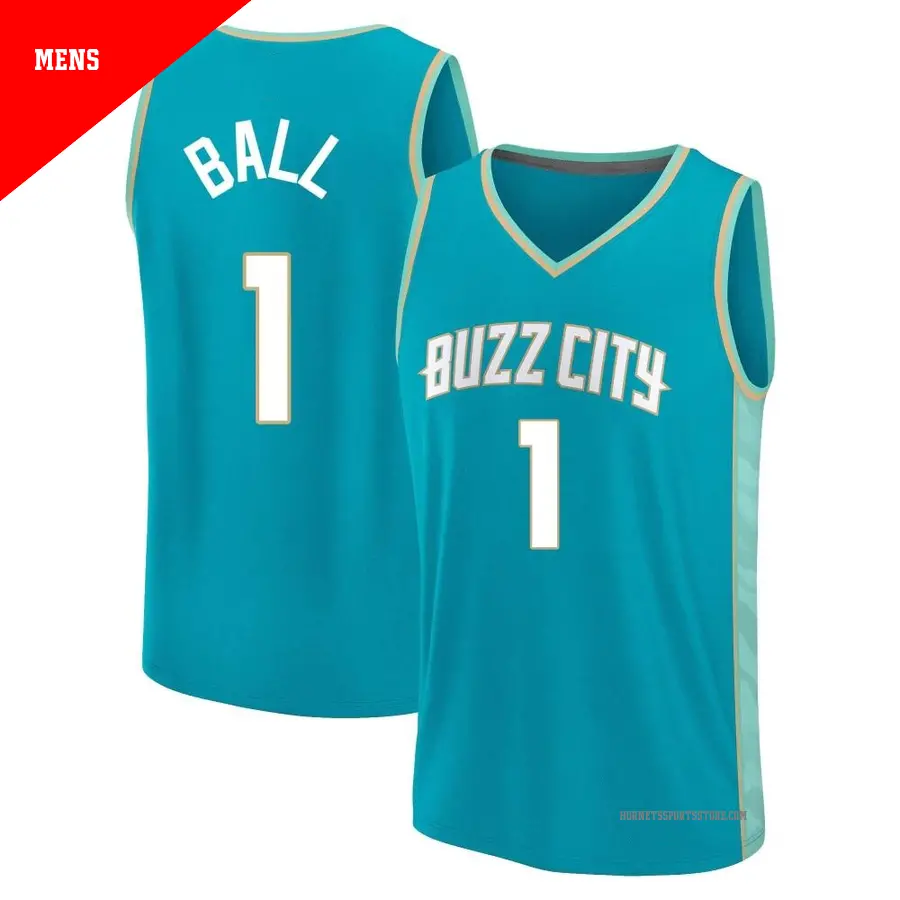 ＃1 Men's LaMelo Ball Charlotte Hornets 2023/24 Fast Break Teal City Edition Jersey