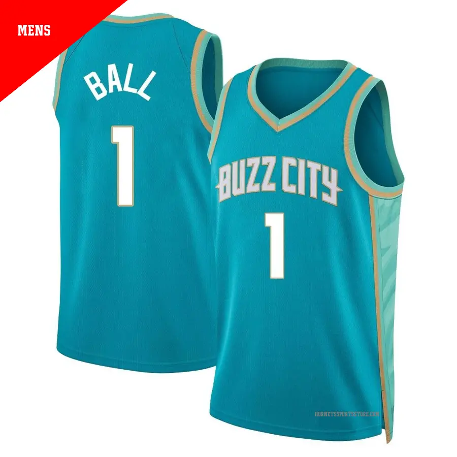 ＃1 Men's LaMelo Ball Charlotte Hornets 2023/24 Swingman Teal City Edition Jersey