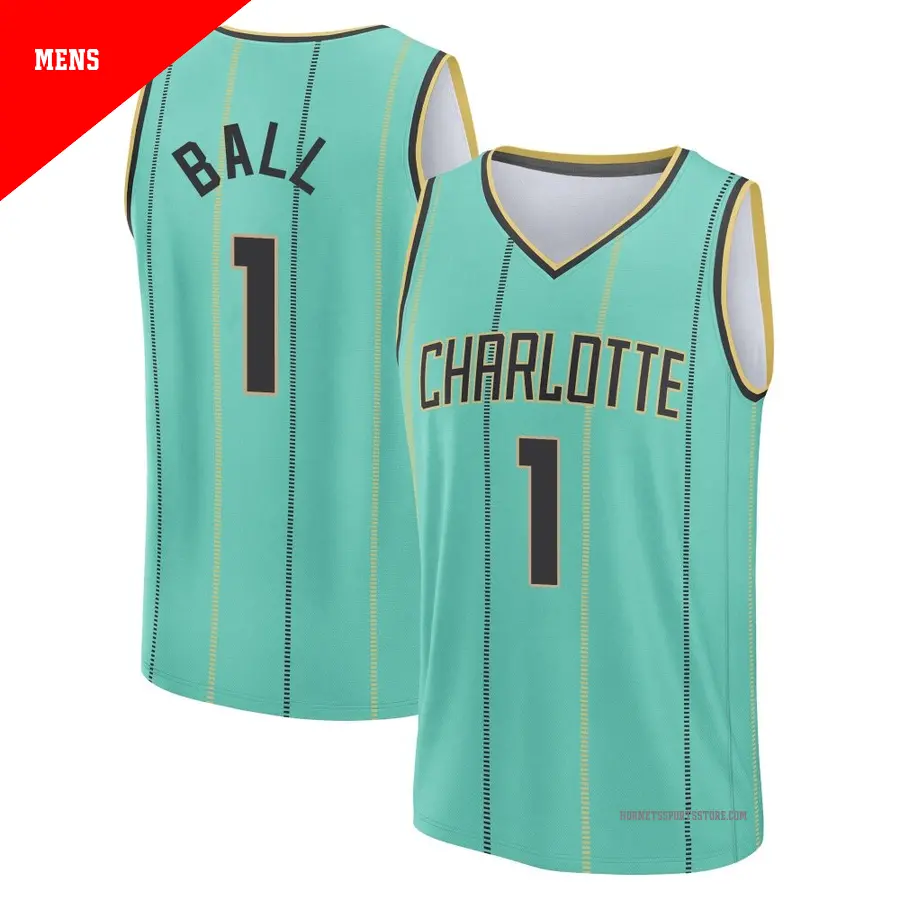 ＃1 Men's LaMelo Ball Charlotte Hornets 2024/25 Fast Break Fanatics Mint City Edition Jersey