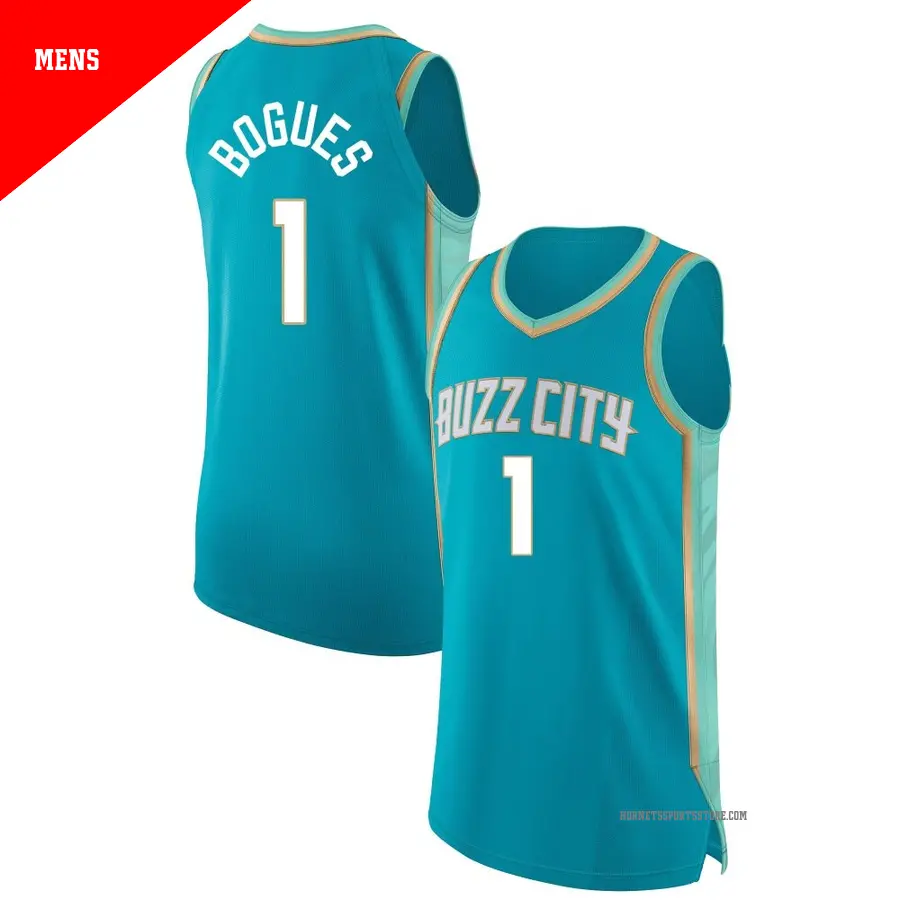＃1 Men's Muggsy Bogues Charlotte Hornets 2023/24 Authentic Teal City Edition Jersey