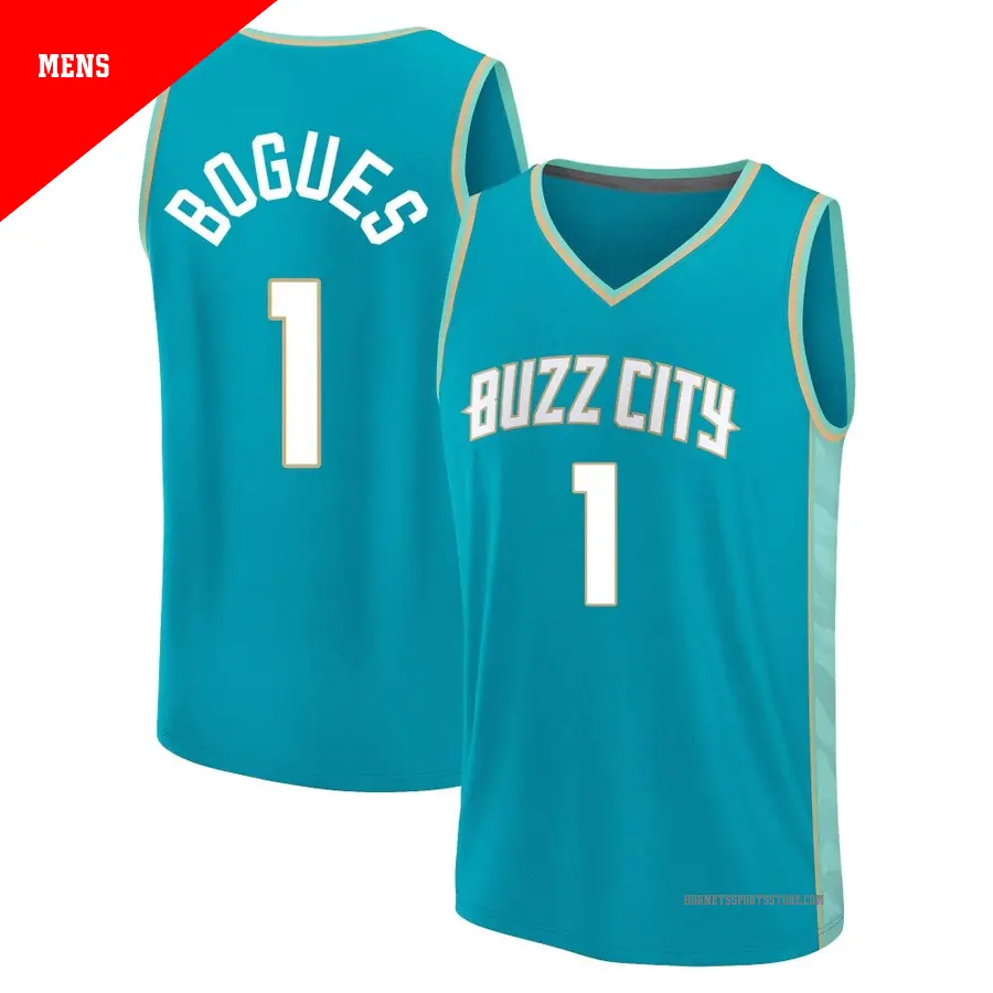 ＃1 Men's Muggsy Bogues Charlotte Hornets 2023/24 Fast Break Teal City Edition Jersey