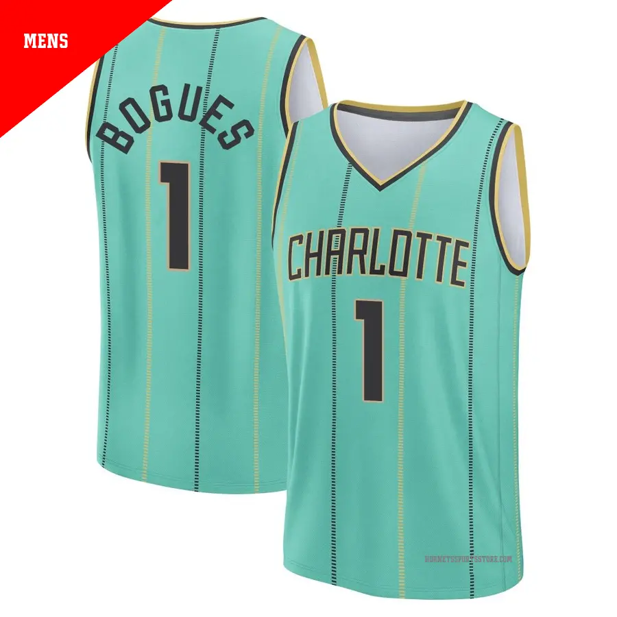 ＃1 Men's Muggsy Bogues Charlotte Hornets 2024/25 Fast Break Fanatics Mint City Edition Jersey