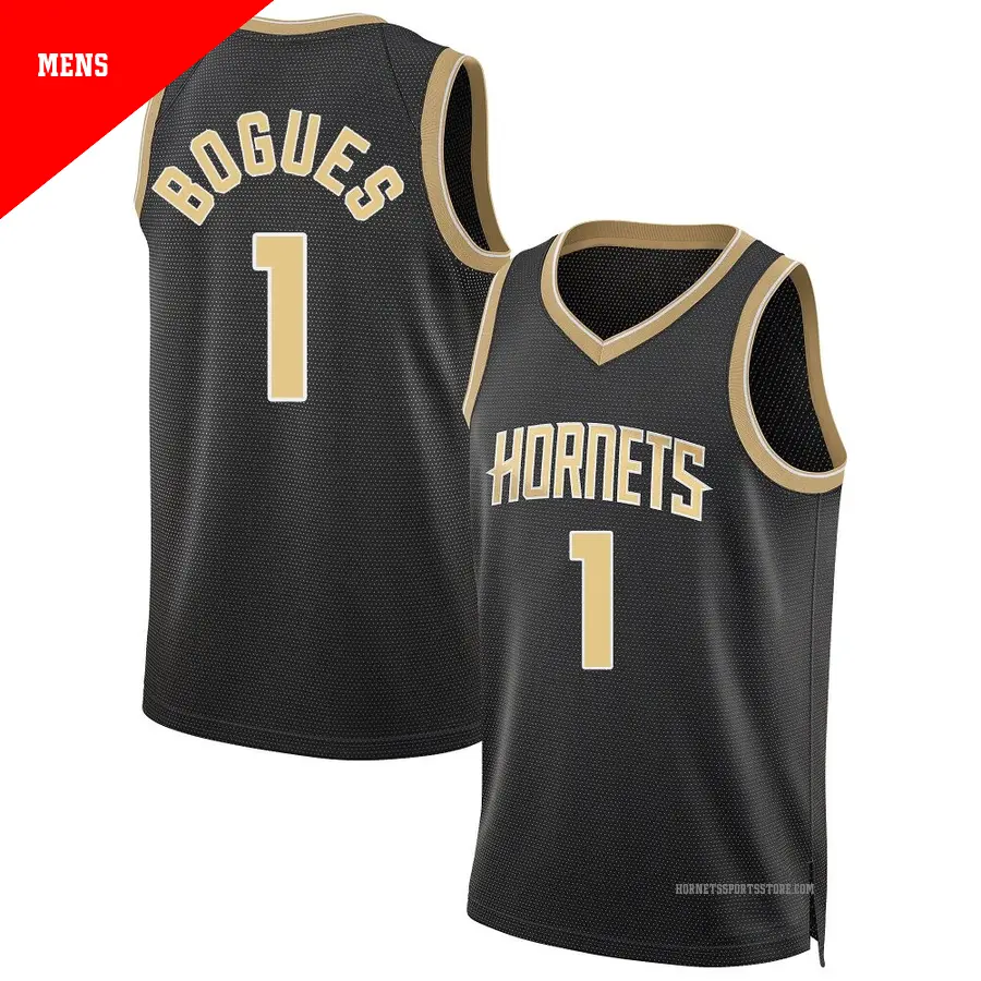 ＃1 Men's Muggsy Bogues Charlotte Hornets Black Swingman Select Series Jersey