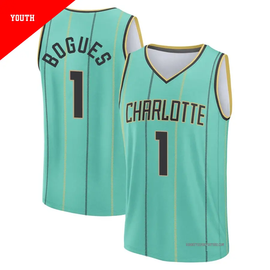 ＃1 Youth Muggsy Bogues Charlotte Hornets 2024/25 Fast Break Fanatics Mint City Edition Jersey