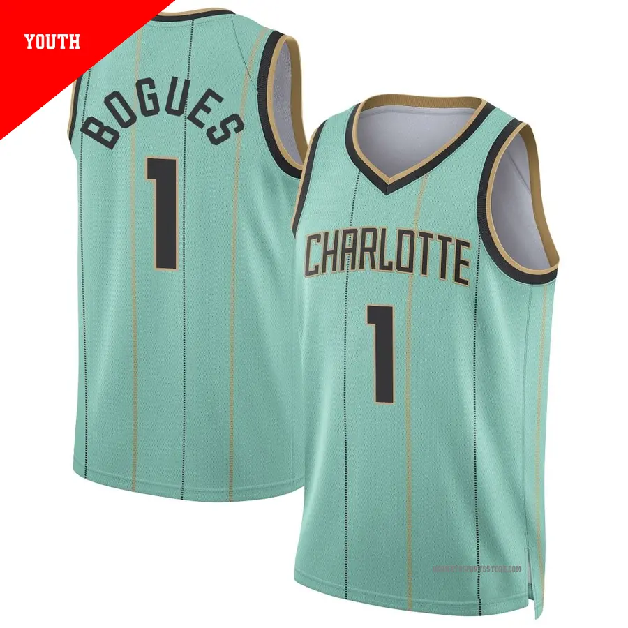 ＃1 Youth Muggsy Bogues Charlotte Hornets 2024/25 Swingman Mint City Edition Jersey