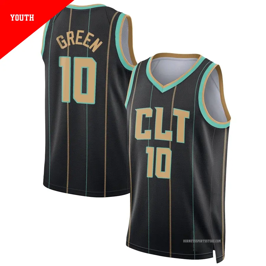 ＃10 Youth Josh Green Charlotte Hornets 2022/23 Swingman Black City Edition Jersey