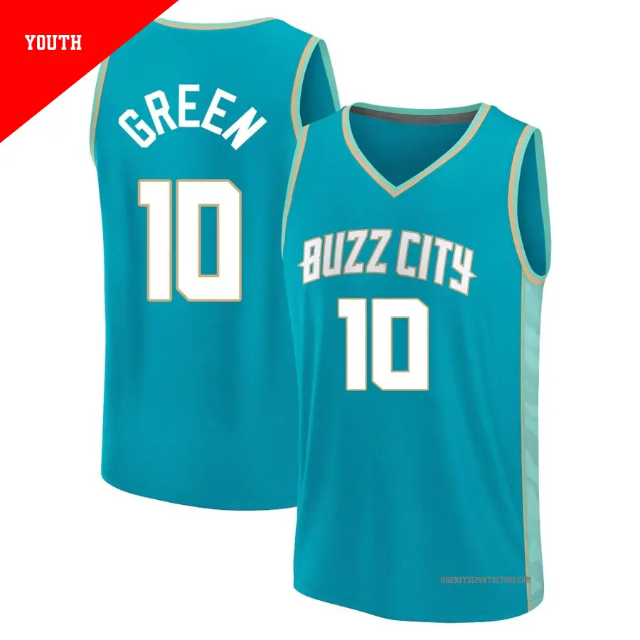 ＃10 Youth Josh Green Charlotte Hornets 2023/24 Fast Break Teal City Edition Jersey