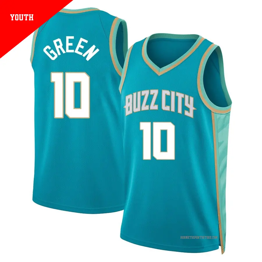 ＃10 Youth Josh Green Charlotte Hornets 2023/24 Swingman Teal City Edition Jersey