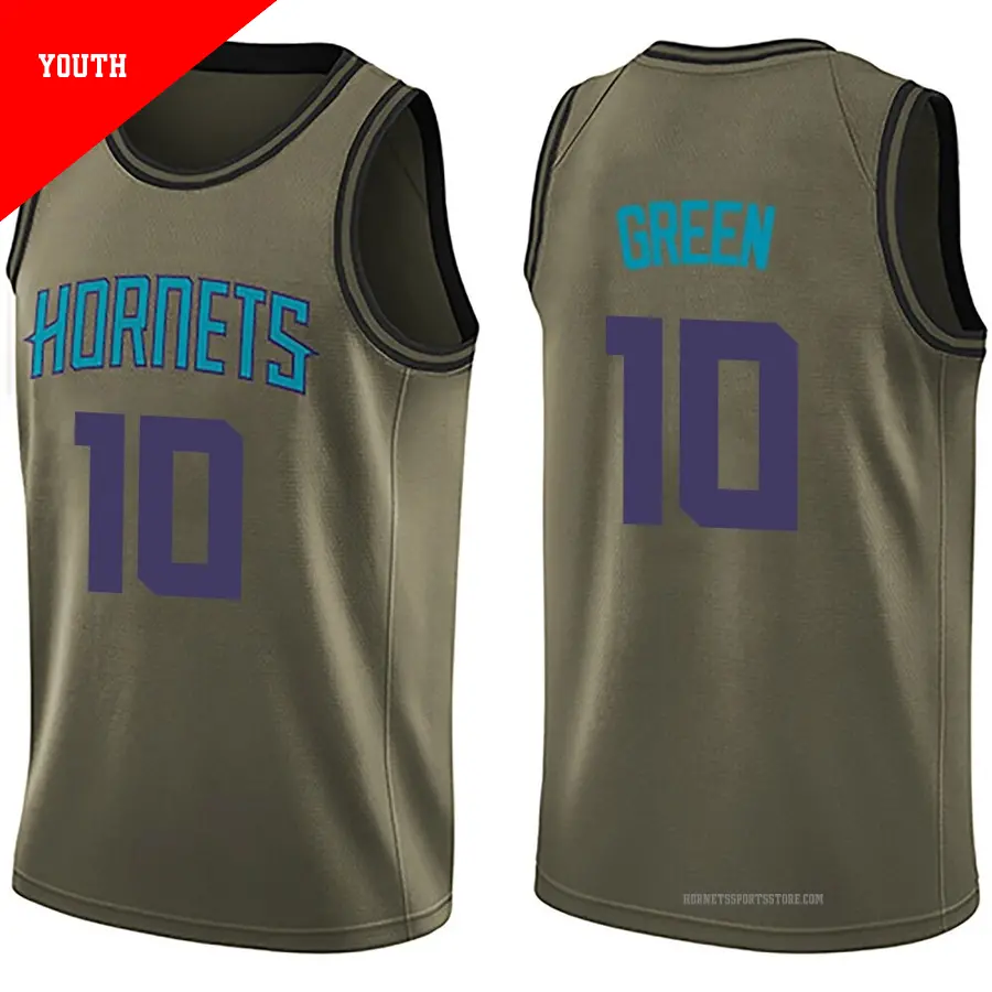 ＃10 Youth Josh Green Charlotte Hornets Green Swingman Salute to Service Jersey