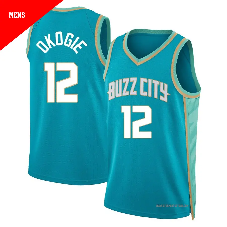 ＃12 Men's Josh Okogie Charlotte Hornets 2023/24 Swingman Teal City Edition Jersey
