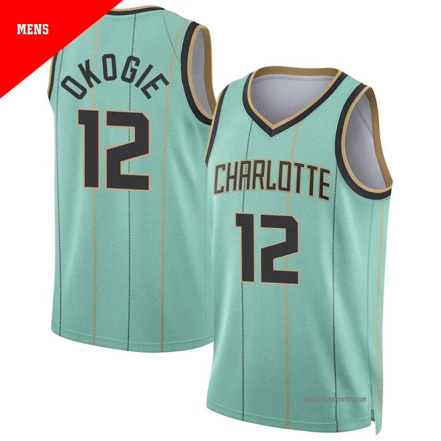 ＃12 Men's Josh Okogie Charlotte Hornets 2024/25 Swingman Mint City Edition Jersey