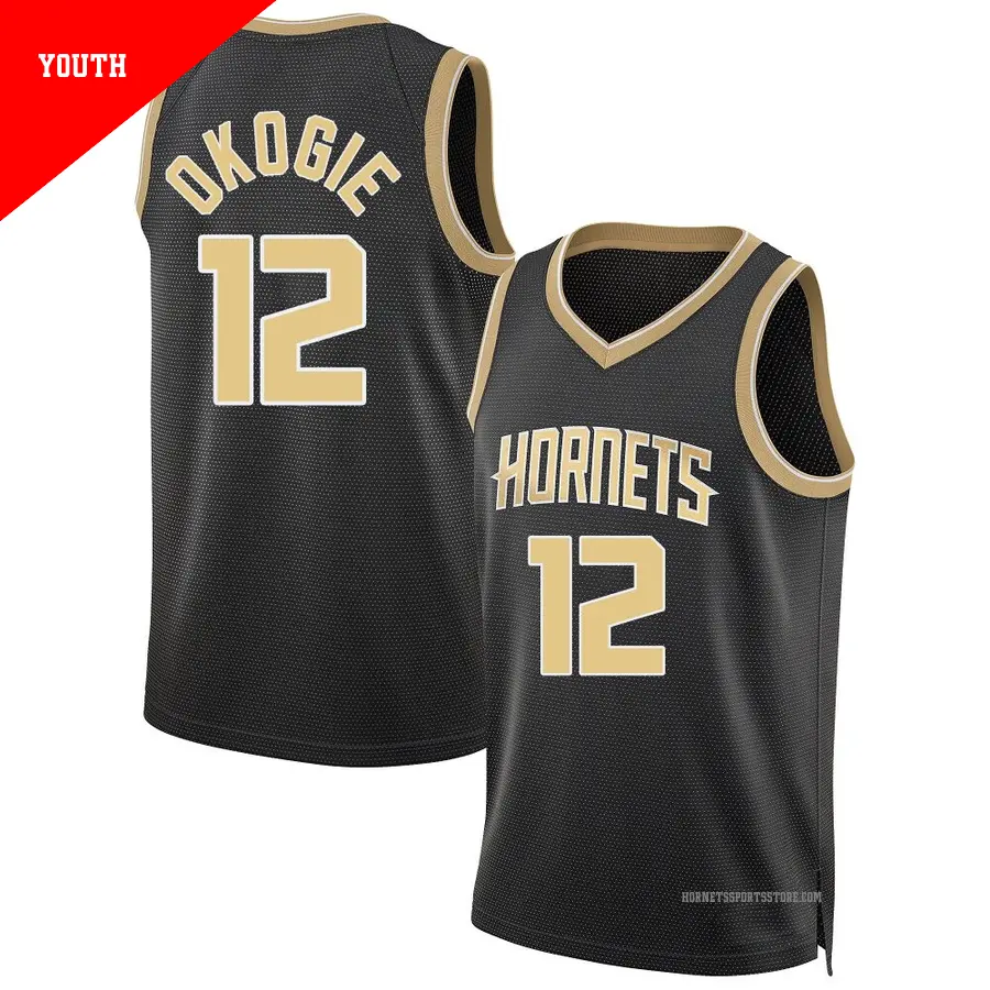 ＃12 Youth Josh Okogie Charlotte Hornets Black Swingman Select Series Jersey