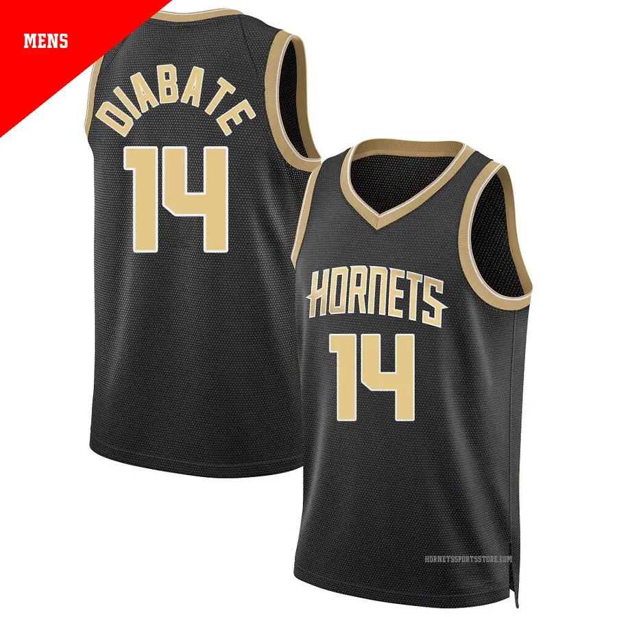 ＃14 Men's Moussa Diabate Charlotte Hornets Black Swingman Select Series Jersey