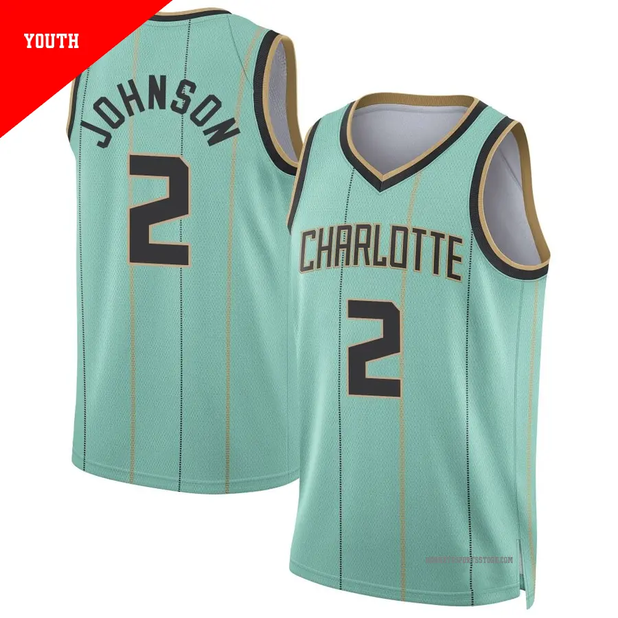 ＃2 Youth Larry Johnson Charlotte Hornets 2024/25 Swingman Mint City Edition Jersey
