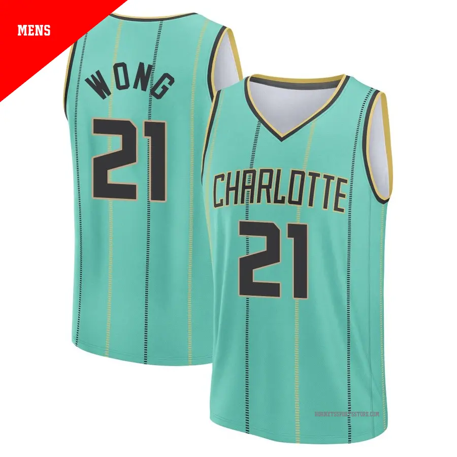＃21 Men's Isaiah Wong Charlotte Hornets 2024/25 Fast Break Fanatics Mint City Edition Jersey