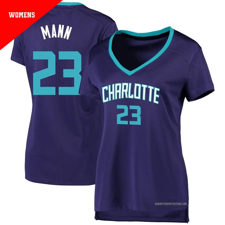 ＃23 Women's Tre Mann Charlotte Hornets Purple Fast Break JerseyStatement Edition