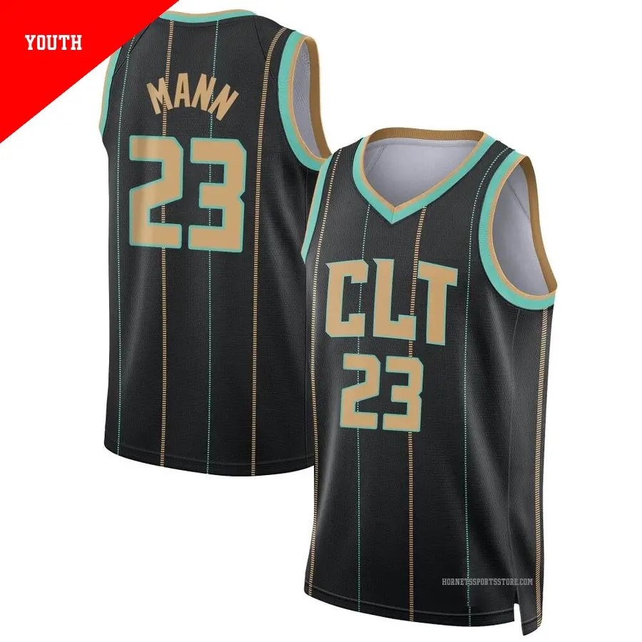＃23 Youth Tre Mann Charlotte Hornets 2022/23 Swingman Black City Edition Jersey