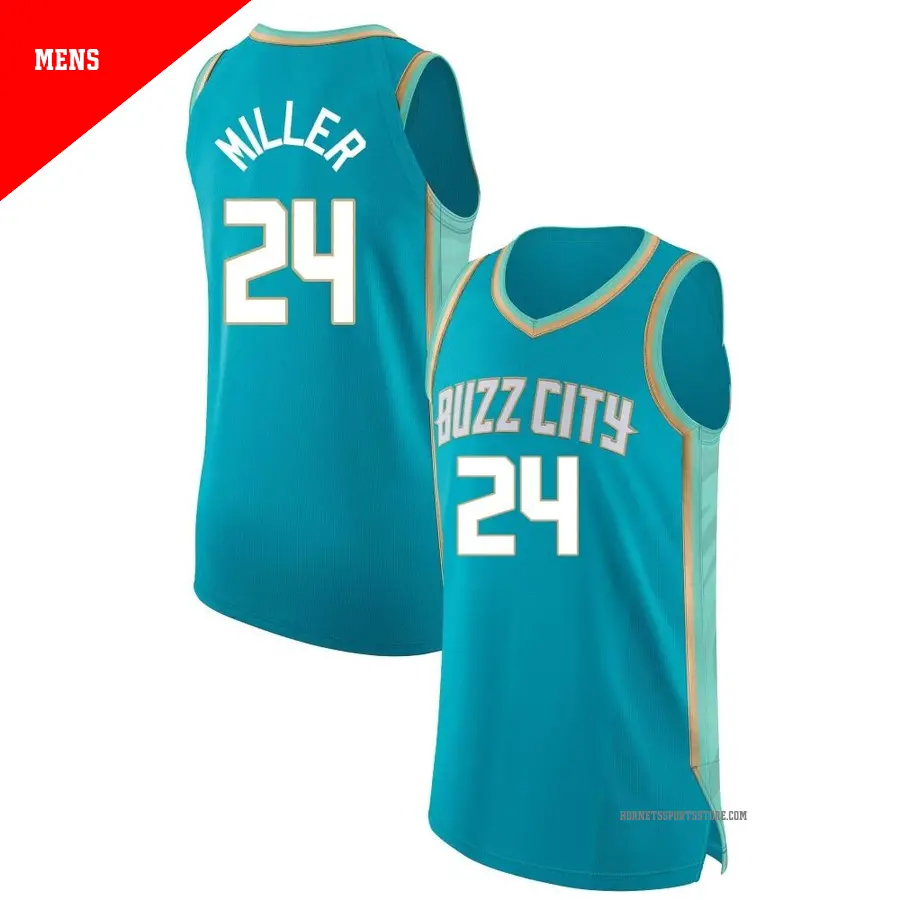 ＃24 Men's Brandon Miller Charlotte Hornets 2023/24 Authentic Teal City Edition Jersey