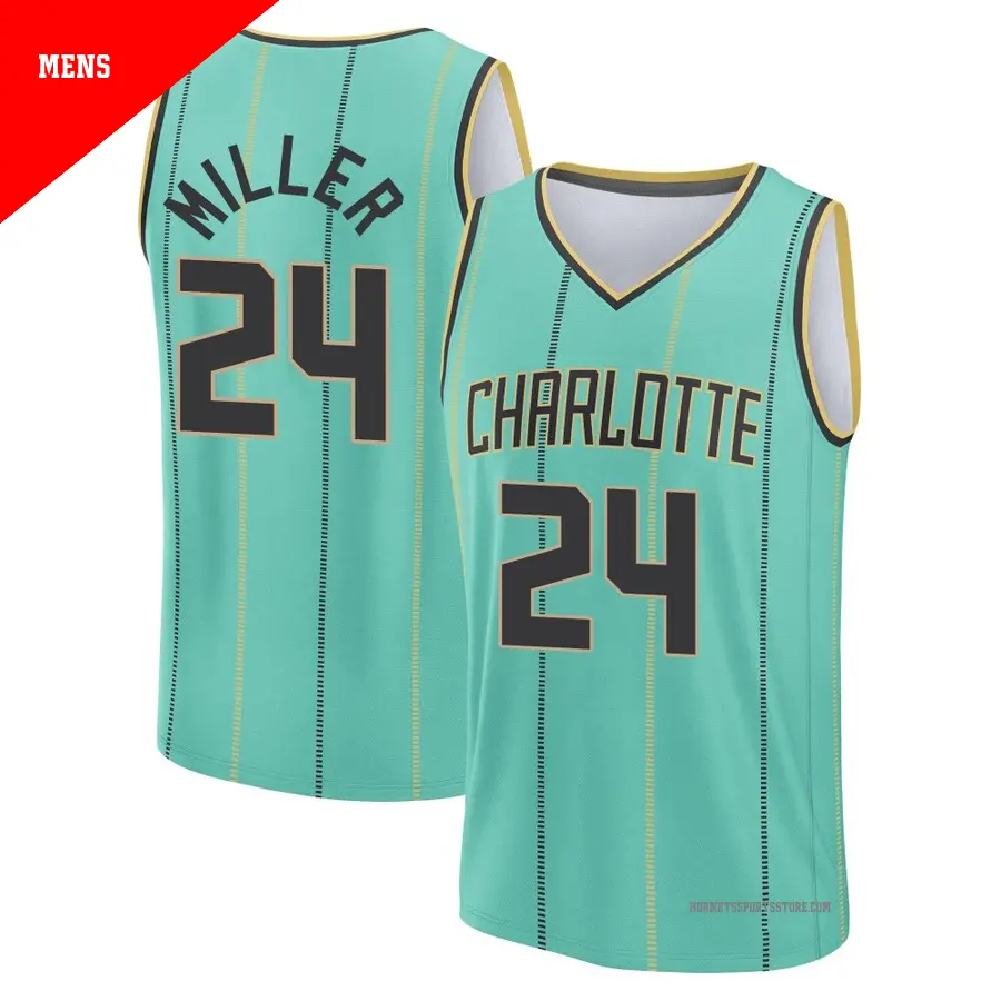 ＃24 Men's Brandon Miller Charlotte Hornets 2024/25 Fast Break Fanatics Mint City Edition Jersey