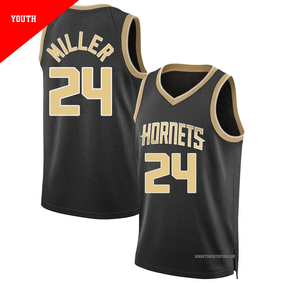 ＃24 Youth Brandon Miller Charlotte Hornets Black Swingman Select Series Jersey