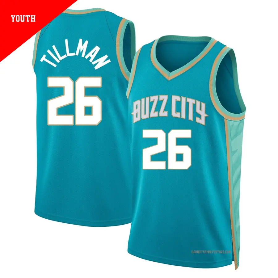 ＃26 Youth Xavier Tillman Charlotte Hornets 2023/24 Swingman Teal City Edition Jersey