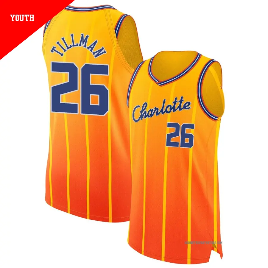＃26 Youth Xavier Tillman Charlotte Hornets 2025/26 Authentic Orange City Edition Jersey