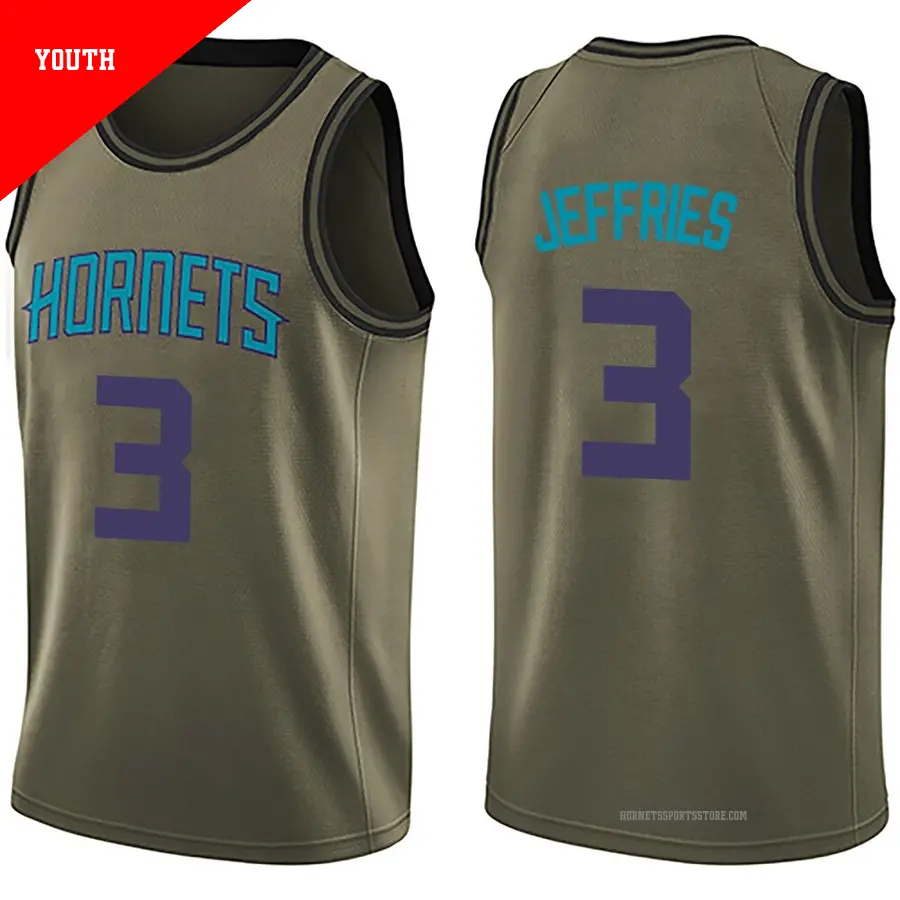 ＃3 Youth DaQuan Jeffries Charlotte Hornets Green Swingman Salute to Service Jersey