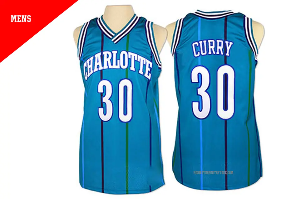 ＃30 Men's Dell Curry Charlotte Hornets Light Blue Swingman Throwback Jersey