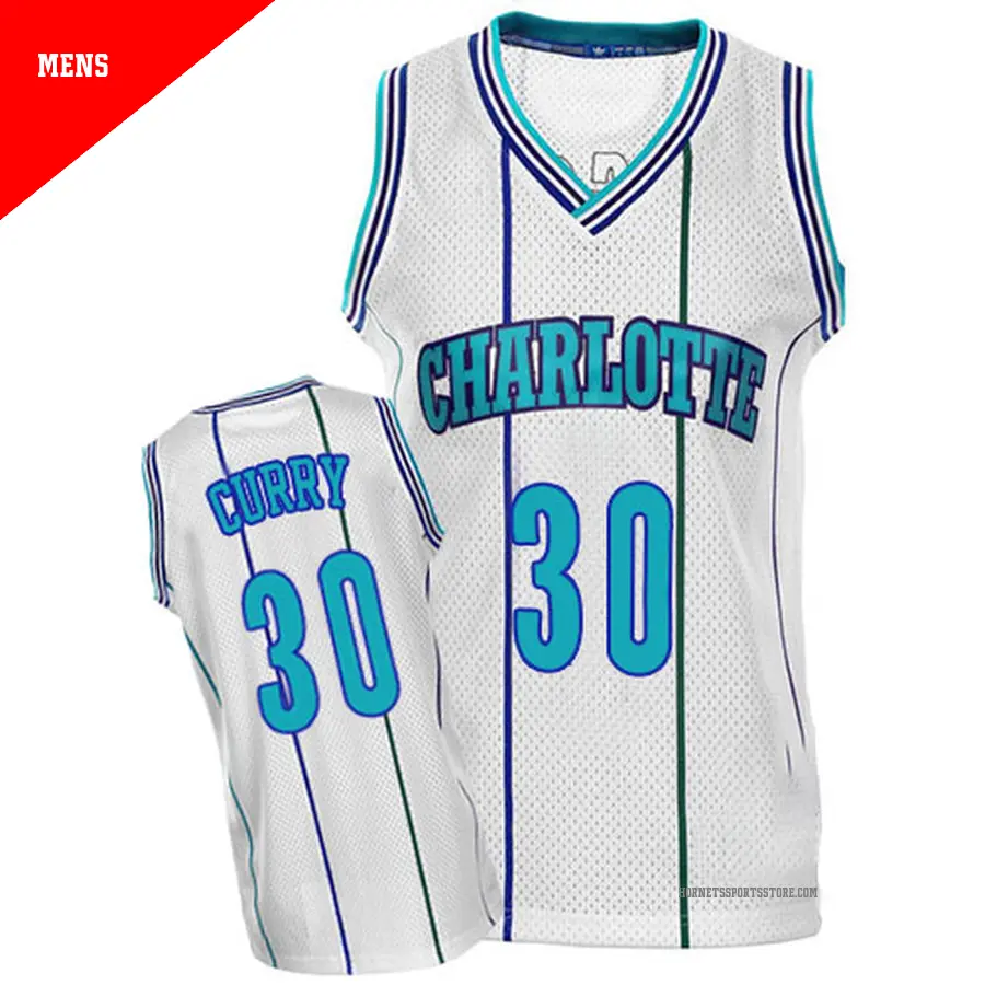 ＃30 Men's Dell Curry Charlotte Hornets White Swingman Throwback Jersey