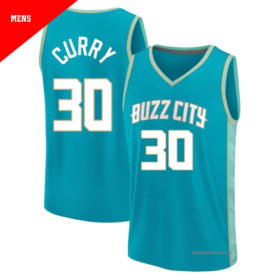 ＃30 Men's Seth Curry Charlotte Hornets 2023/24 Fast Break Teal City Edition Jersey