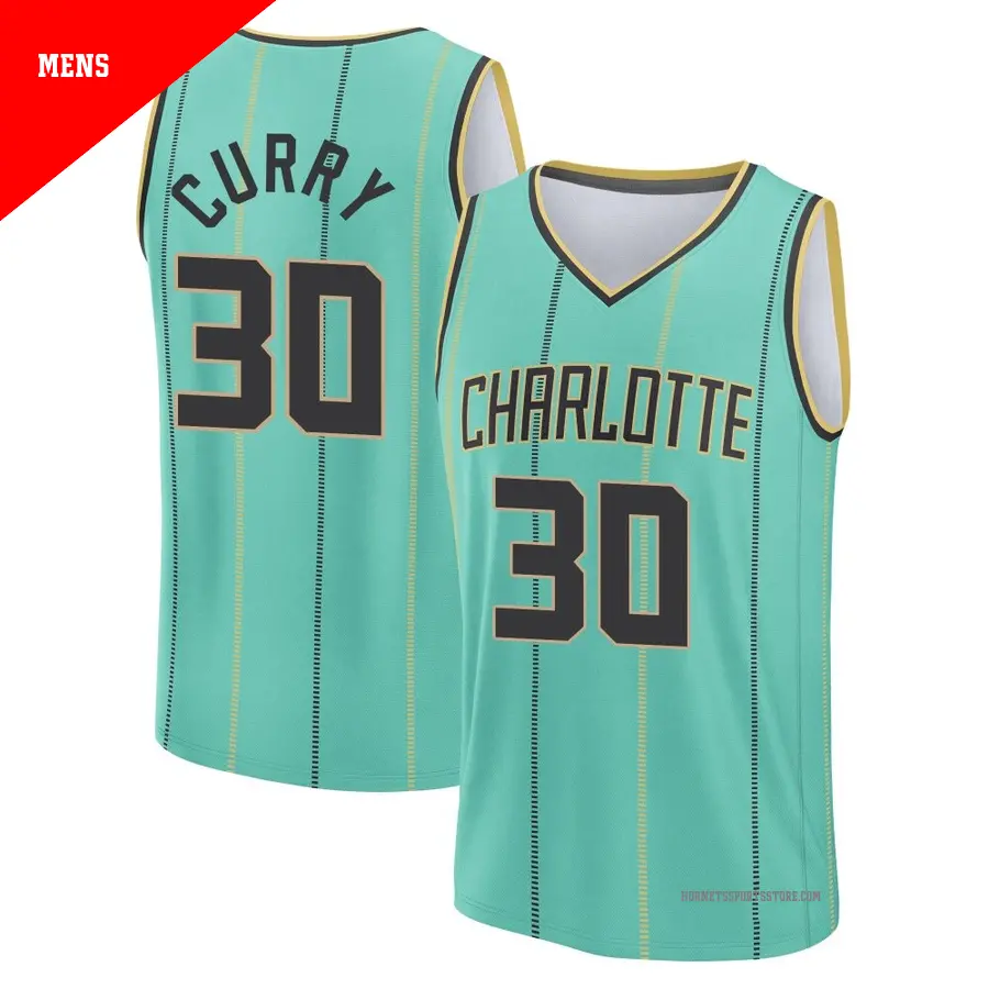 ＃30 Men's Seth Curry Charlotte Hornets 2024/25 Fast Break Fanatics Mint City Edition Jersey