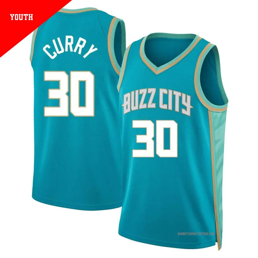 ＃30 Youth Seth Curry Charlotte Hornets 2023/24 Swingman Teal City Edition Jersey