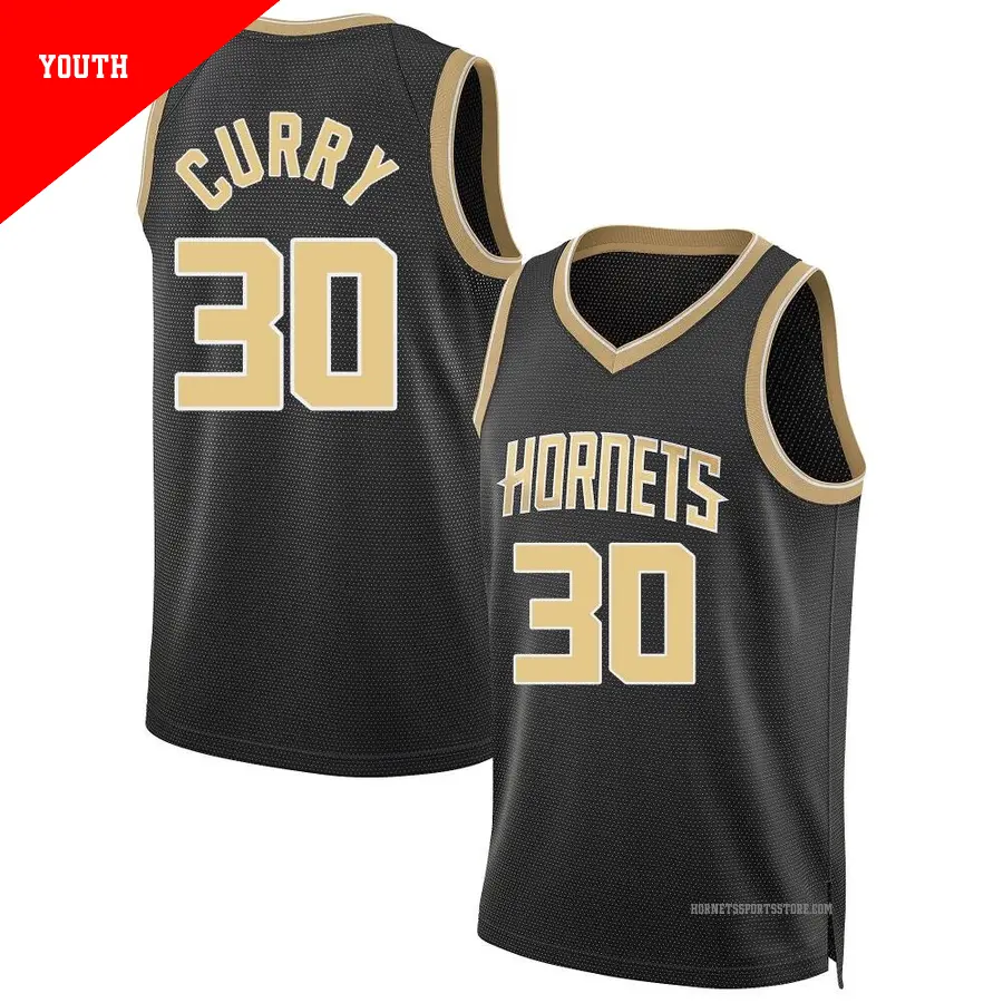 ＃30 Youth Seth Curry Charlotte Hornets Black Swingman Select Series Jersey