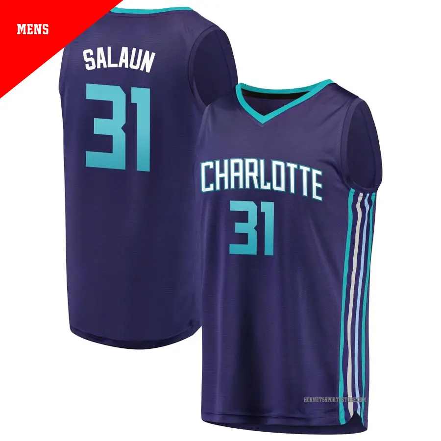 ＃31 Men's Tidjane Salaun Charlotte Hornets Purple Fast Break Fanatics Brand JerseyStatement Edition