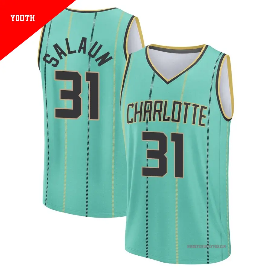 ＃31 Youth Tidjane Salaun Charlotte Hornets 2024/25 Fast Break Fanatics Mint City Edition Jersey