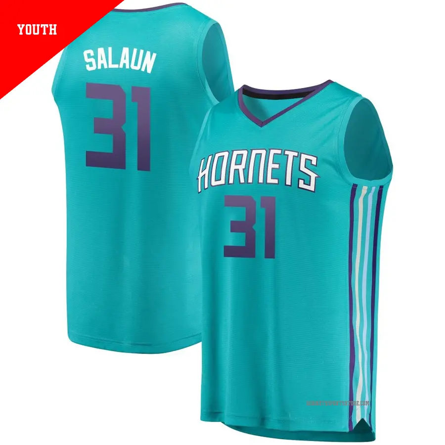 ＃31 Youth Tidjane Salaun Charlotte Hornets Teal Fast Break Fanatics Brand JerseyIcon Edition