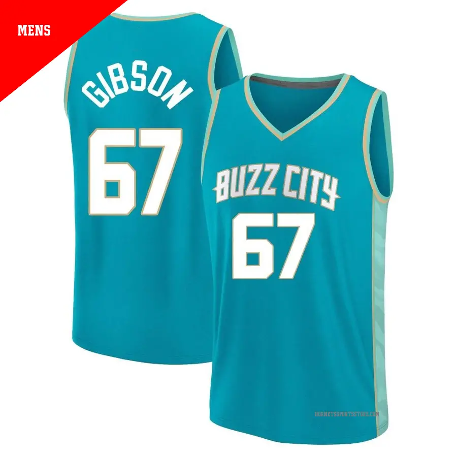 ＃67 Men's Taj Gibson Charlotte Hornets 2023/24 Fast Break Teal City Edition Jersey