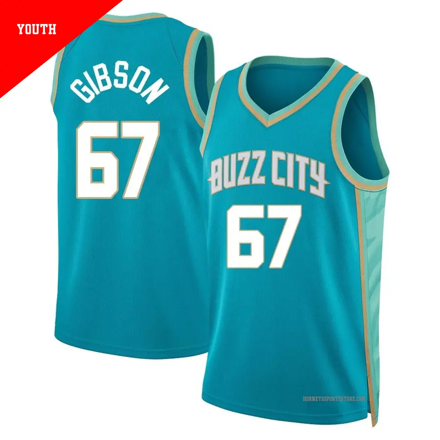 ＃67 Youth Taj Gibson Charlotte Hornets 2023/24 Swingman Teal City Edition Jersey