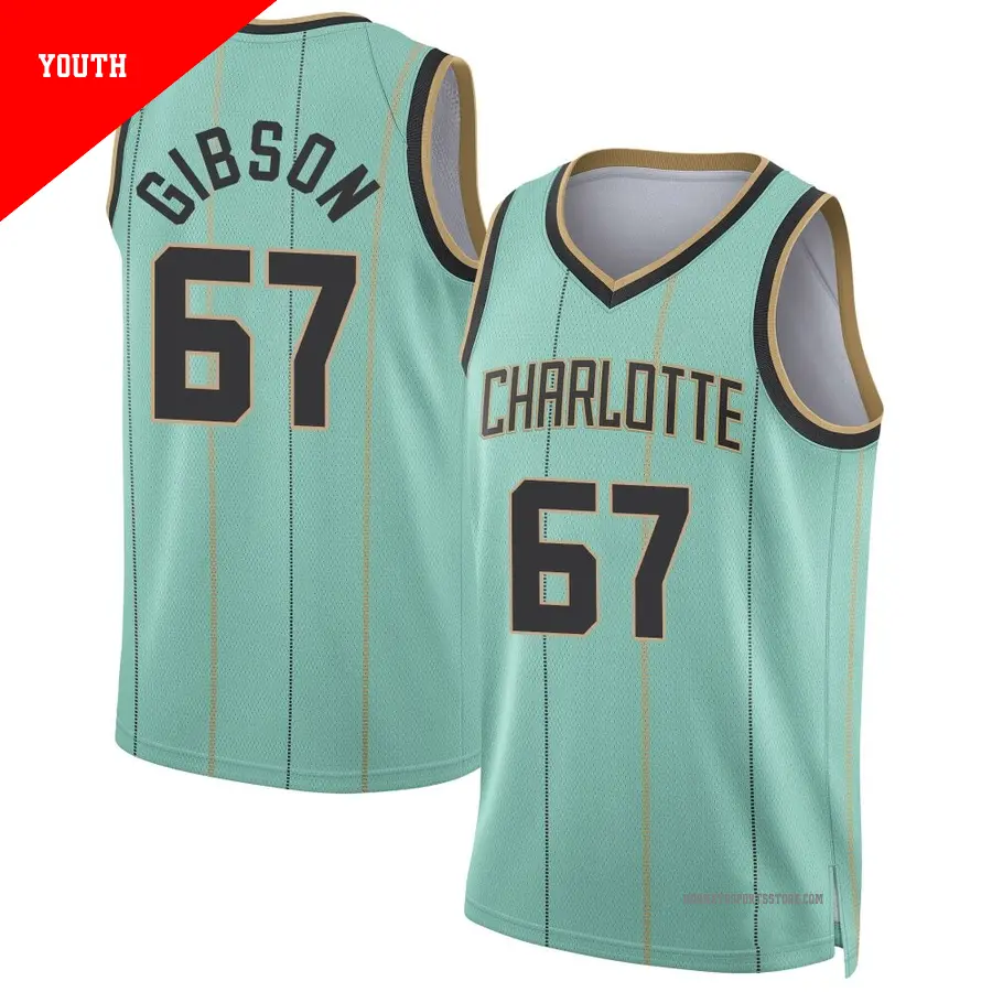 ＃67 Youth Taj Gibson Charlotte Hornets 2024/25 Swingman Mint City Edition Jersey