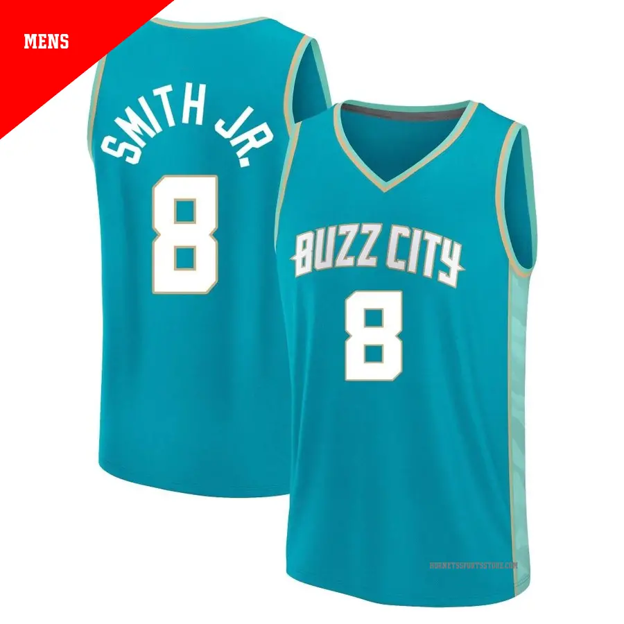 ＃8 Men's Nick Smith Jr. Charlotte Hornets 2023/24 Fast Break Teal City Edition Jersey