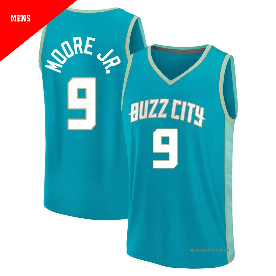 ＃9 Men's Wendell Moore Jr. Charlotte Hornets 2023/24 Fast Break Teal City Edition Jersey