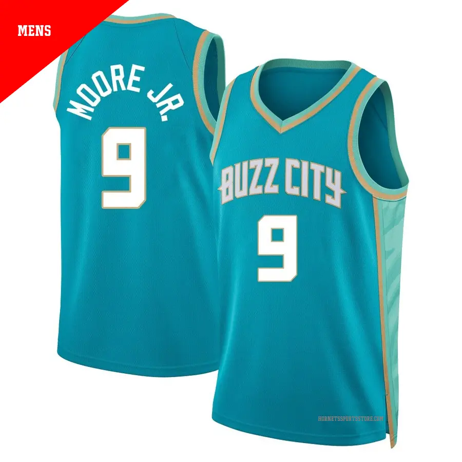 ＃9 Men's Wendell Moore Jr. Charlotte Hornets 2023/24 Swingman Teal City Edition Jersey