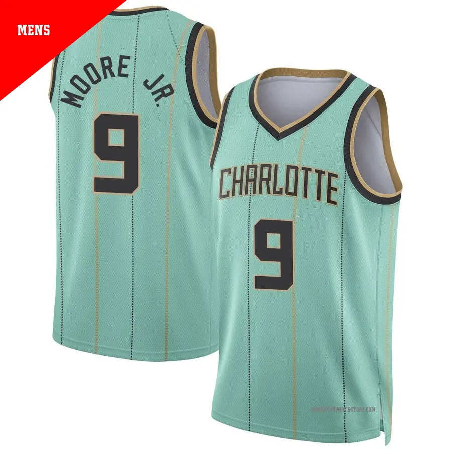 ＃9 Men's Wendell Moore Jr. Charlotte Hornets 2024/25 Swingman Mint City Edition Jersey